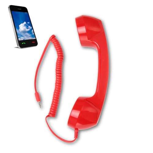 LUCKDANO Retro-Telefonhörer, Multifunktionaler Strahlungssicherer Handy-Empfänger mit Klarem Klang und Mikrofon für Computer klassischen Telefonhörers (Rot) von LUCKDANO