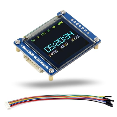 LUCKFOX 1.5-inch 65K Color OLED Display Module, 128(H) RGB x 128(V) Resolution OLED Screen, 3.3V/5V, Support 3/4-Wire SPI Interface Communication, Compatible with Raspberry Pi/STM32, etc von LUCKFOX