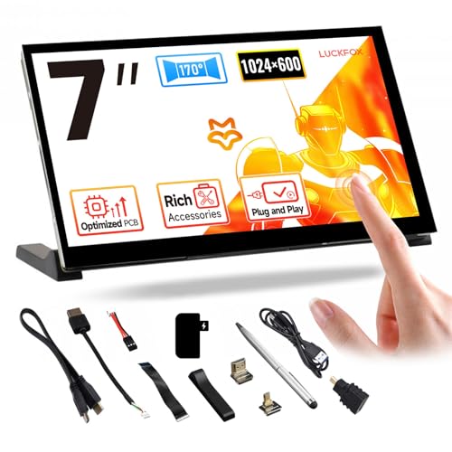 LUCKFOX 7inch HDMI Portable Touch Screen with Stand for Raspberry Pi 5, 1024x600Pixel IPS LCD Display for Raspberry Pi Screen 5-Point-Touch Second Screen for Laptop Portable Touchscreen Plug and Play von LUCKFOX