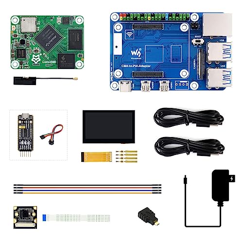 LUCKFOX Core3566-Kit-F, with Core3566104032 (Quad Core 64 Bit CPU, 4GB RAM, 32GB eMMC, with WiFi&BT5.0), CM4-to-Pi4B-Adapter, HDMI Adapter, 4.3inch Touchscreen(800x480 Pixel), 8MP IMX219 Camera, etc von LUCKFOX