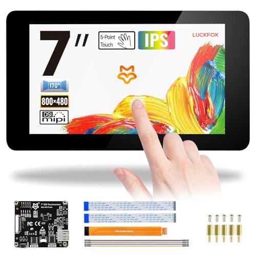 LUCKFOX DSI Capacitive 7 inch Touch Screen Support 3D Printing for Raspberry Pi 5, 170°Wide Viewing Angle for Raspberry Pi Screen 7 inch Toughened Glass for Raspberry Pi Display IPS Screen 800x480 von LUCKFOX