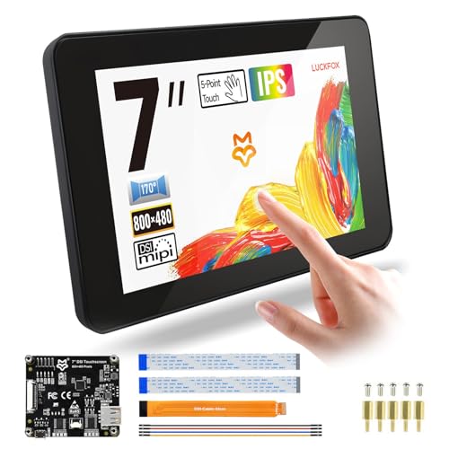 LUCKFOX DSI Capacitive 7 inch Touch Screen with Case Support 3D Printing for Raspberry Pi Screen 800x480 Pixels 170°Wide Viewing Angle for Raspberry Pi Display IPS Screen for Core3566, VisionFive2 von LUCKFOX