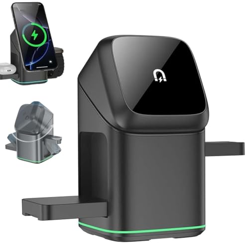 3-in-1 Wireless Charger,3 in 1 Kabelloses Ladegerät,Multi-Device Touch Pop-Up Induktive Ladestation,15W Automatisch drehender magnetischer Ladeständer,Schnelles Ladeständer für Smartphone (Schwarz) 3-in-1 Wireless Charger,3 in 1 Kabelloses Ladegerät,Multi-Device Touch Pop-Up Induktive Ladestation,15W Automatisch drehender magnetischer Ladeständer,Schnelles Ladeständer für Smartphone (Schwarz) von LUCKKY
