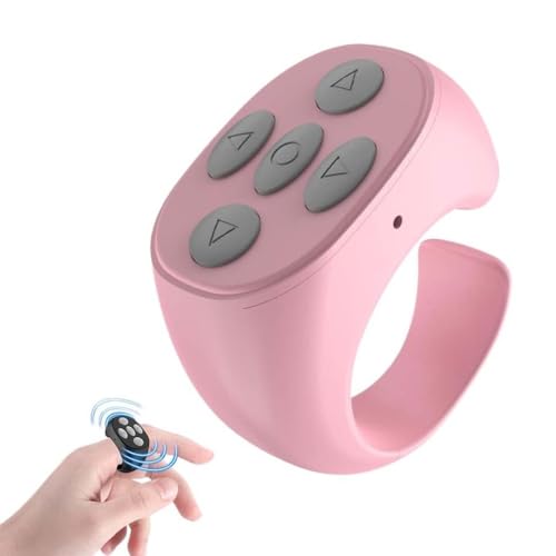 Fingertip-Funk-Bluetooth-Fernbedienung, Scroll Ring Fingertip Page Turner, Bluetooth Fernbedienung, Wiederaufladbares Selfie Kamera Fernauslöser für Handys und Tablets (Rosa) von LUCKKY