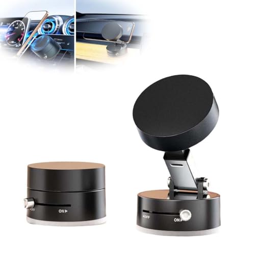 Fleximag Phone Stand, Vacuum Suction Magnetic Holder, 360° Verstellbare Elektrische Vakuum-Magnet-Saugnapf-Telefonhalterung, Magnetische Autohalterung, Freihändige Magnetische Handyhalterung (Schwarz) von LUCKKY