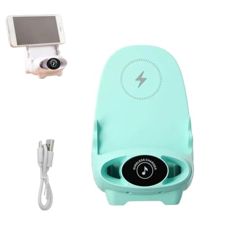 Handyhalter für kabelloses Laden, Mini-Stuhl kabelloses Schnellladegerät, multifunktionaler Telefonhalter, verbesserte vertikale kabellose Desktop-Universalhalterung mit Musikfunktion (Grün) von LUCKKY