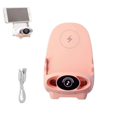 Handyhalter für kabelloses Laden, Mini-Stuhl kabelloses Schnellladegerät, multifunktionaler Telefonhalter, verbesserte vertikale kabellose Desktop-Universalhalterung mit Musikfunktion (Rosa) von LUCKKY