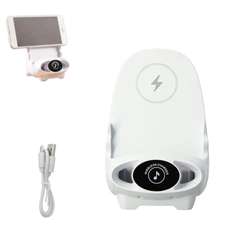 Handyhalter für kabelloses Laden, Mini-Stuhl kabelloses Schnellladegerät, multifunktionaler Telefonhalter, verbesserte vertikale kabellose Desktop-Universalhalterung mit Musikfunktion (Weiß) von LUCKKY