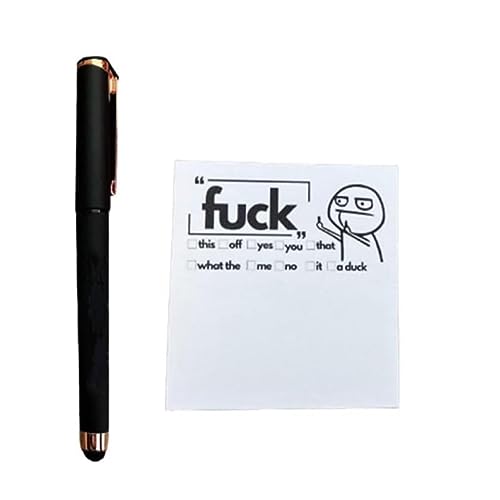 Kreative Lustige Haftnotizen und Stifte, Fresh Outta Fucks Pad and Pen, lustiges Fresh Outta Fucks Block und Stift-Set, bissige Büro-Gelstifte, lustiges Block- und Stift-Schreibtischzubehör (Schwarz) von LUCKKY