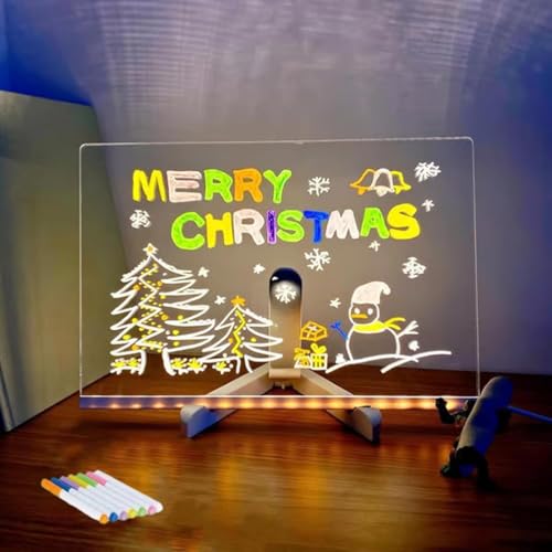 LED Note Board with Colors, LED-Notiztafel mit Farben, LED-Farbnotiztafel aus Acryl, leuchtende Acryl-Nachrichtentafel, trocken abwischbare Tafel, LED-Nachrichtentafel mit 7-Farben-Stift/Ständer (L) von LUCKKY