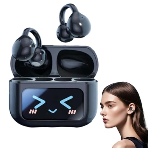 LUCKKY M100 Clip On Ear Headphones, Clip-On-Ear-Kopfhörer mit LED Touch-Screen, Bluetooth Kopfhörer mit Ohrclip, Open Ear Kopfhörer Kabellos Bluetooth 5.4 Sport Kopfhörer für Fitness/Reiten (Schwarz) LUCKKY M100 Clip On Ear Headphones, Clip-On-Ear-Kopfhörer mit LED Touch-Screen, Bluetooth Kopfhörer mit Ohrclip, Open Ear Kopfhörer Kabellos Bluetooth 5.4 Sport Kopfhörer für Fitness/Reiten (Schwarz) von LUCKKY