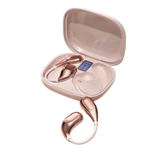 LUCKKY wasserdichte Bluetooth-Kopfhörer mit Ohrbügel, Open Ear Kopfhörer Bluetooth 5.0, Kabellos Bluetooth Kopfhörer Sport, Clip On Kopfhörer Wasserdicht mit LED Anzeige (Rosa) von LUCKKY
