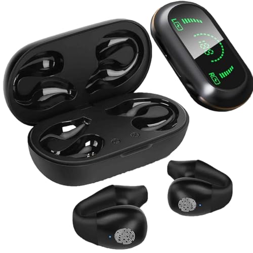 Morrat Ear Clip Headphones, Morrat Kabellos Ohrclip Knochenschall-Kopfhörer, Bluetooth Kopfhörer mit Ohrclip, Open Ear Kopfhörer, Clip-On-Ear-Kopfhörer mit LED-Anzeige für Fitness/Reiten (Schwarz) Morrat Ear Clip Headphones, Morrat Kabellos Ohrclip Knochenschall-Kopfhörer, Bluetooth Kopfhörer mit Ohrclip, Open Ear Kopfhörer, Clip-On-Ear-Kopfhörer mit LED-Anzeige für Fitness/Reiten (Schwarz) von LUCKKY