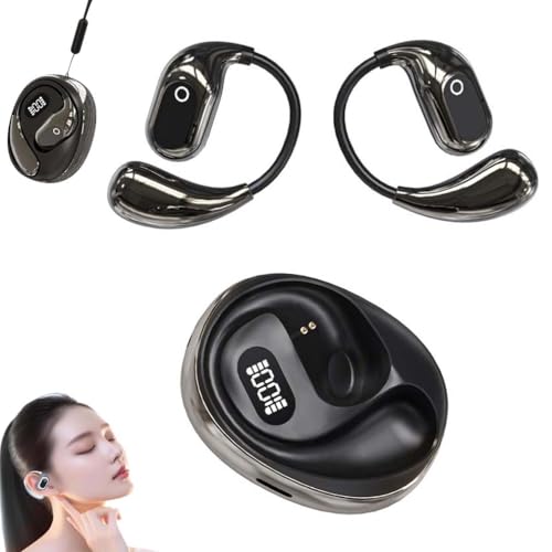 Peachloft Ai Translation Open Ear Earbuds, KI-Übersetzungsdrahtlose Bluetooth-Ohrhörer, Bluetooth üBersetzungskopfhörer, Echtzeit Translation Kabellose Earbuds für Reisen Lernen (Schwarz) von LUCKKY