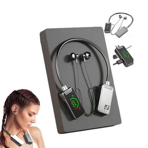 Wireless Sound Card Live Streaming Earphones, Kabellose Soundkarte Live-Streaming-Kopfhörer, wasserdichte kabellose Bluetooth-Kopfhörer mit Nackenbügel und Display für Lauftraining (Schwarz) von LUCKKY