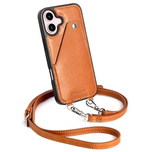 LUCKYCOIN Schutzhülle aus Leder, kompatibel mit iPhone 16, Crossbody-Schlüsselband, Brieftaschen-Handyhülle für Damen, Geldbörsen-Klappkartenetui mit Beutel, Clip, Kartenhalter, verstellbare LUCKYCOIN Schutzhülle aus Leder, kompatibel mit iPhone 16, Crossbody-Schlüsselband, Brieftaschen-Handyhülle für Damen, Geldbörsen-Klappkartenetui mit Beutel, Clip, Kartenhalter, verstellbare von LUCKYCOIN