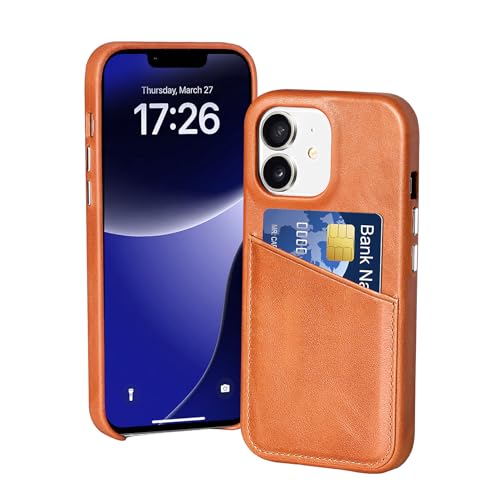 LUCKYCOIN Schutzhülle für iPhone 12 Mini, Brieftaschen-Schutzhülle mit Kreditkartenfächern, Retro-Echtleder, mit Metallknöpfen, strapazierfähige, stoßfeste Schutzhülle, erhöhte Einfassung, Hellbraun LUCKYCOIN Schutzhülle für iPhone 12 Mini, Brieftaschen-Schutzhülle mit Kreditkartenfächern, Retro-Echtleder, mit Metallknöpfen, strapazierfähige, stoßfeste Schutzhülle, erhöhte Einfassung, Hellbraun von LUCKYCOIN