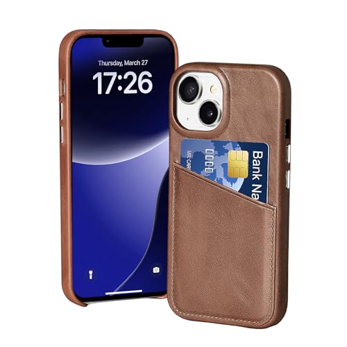 LUCKYCOIN Schutzhülle für iPhone 13 Mini, Brieftaschen-Schutzhülle mit Kreditkartenfächern, Retro-Echtleder, mit Metallknöpfen, langlebig, stoßfest, erhöhte Einfassung, Braun LUCKYCOIN Schutzhülle für iPhone 13 Mini, Brieftaschen-Schutzhülle mit Kreditkartenfächern, Retro-Echtleder, mit Metallknöpfen, langlebig, stoßfest, erhöhte Einfassung, Braun von LUCKYCOIN