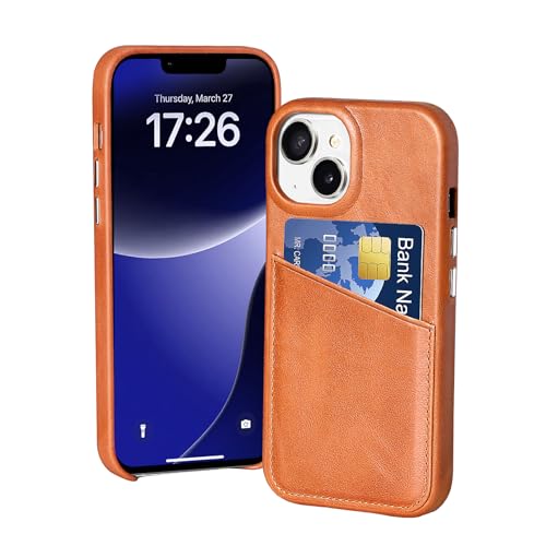 LUCKYCOIN Schutzhülle für iPhone 13 Mini, Brieftaschen-Schutzhülle mit Kreditkartenfächern, Retro-Echtleder, mit Metallknöpfen, langlebig, stoßfest, erhöhte Einfassung, Hellbraun LUCKYCOIN Schutzhülle für iPhone 13 Mini, Brieftaschen-Schutzhülle mit Kreditkartenfächern, Retro-Echtleder, mit Metallknöpfen, langlebig, stoßfest, erhöhte Einfassung, Hellbraun von LUCKYCOIN