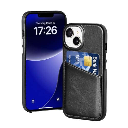 LUCKYCOIN Schutzhülle für iPhone 13 Mini, Brieftaschen-Schutzhülle mit Kreditkartenfächern, Retro-Echtleder, mit Metallknöpfen, strapazierfähige, stoßfeste Schutzhülle, erhöhte Einfassung, Schwarz LUCKYCOIN Schutzhülle für iPhone 13 Mini, Brieftaschen-Schutzhülle mit Kreditkartenfächern, Retro-Echtleder, mit Metallknöpfen, strapazierfähige, stoßfeste Schutzhülle, erhöhte Einfassung, Schwarz von LUCKYCOIN