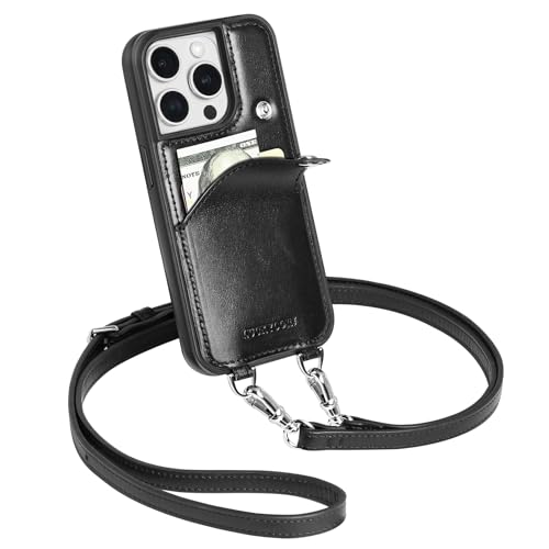 LUCKYCOIN Schutzhülle für iPhone 15 Pro, 15,5 cm (6,1 Zoll), Leder, Brieftaschenformat, mit Kartenfächern und abnehmbarem Schultergurt, Handygeldbörse mit Riemen, Crossbody-Tasche, kompatibel mit LUCKYCOIN Schutzhülle für iPhone 15 Pro, 15,5 cm (6,1 Zoll), Leder, Brieftaschenformat, mit Kartenfächern und abnehmbarem Schultergurt, Handygeldbörse mit Riemen, Crossbody-Tasche, kompatibel mit von LUCKYCOIN