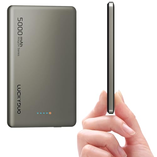 LUCKYDUO Mag-Safe Power Bank 5000 mAh 8MM Ultra Thin Magnetic External Battery PD 20W Fast Charging with Type-C Charging Cable Mini Wireless Battery Pack Compatible with iPhone 15/14/13/12/Mini/Pro von LUCKYDUO