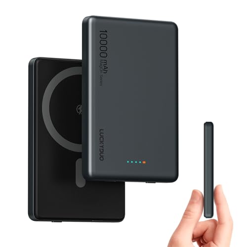 LUCKYDUO Mag-Safe Powerbank 10.000 mAh, 0.47 Zoll Ultra Dünn, Kabellose Magnetische Externer Akku, for Magsafe Tragbares Ladegerät, PD 20W USB-C Schnelles Aufladen für iPhone 15/14/13/12 Series von LUCKYDUO