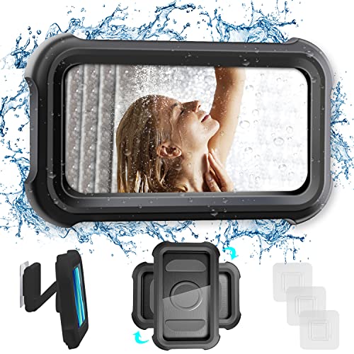 LUCKYDUO Mobile Phone Holder for Shower, Handyhalterung Wand, IPX7 Waterproof, 480° Adjustable Shower Stand for Bathroom/Kitchen, HD Display, Anti-Fog Handyhalterung Dusche,Handy Wandhalterung von LUCKYDUO