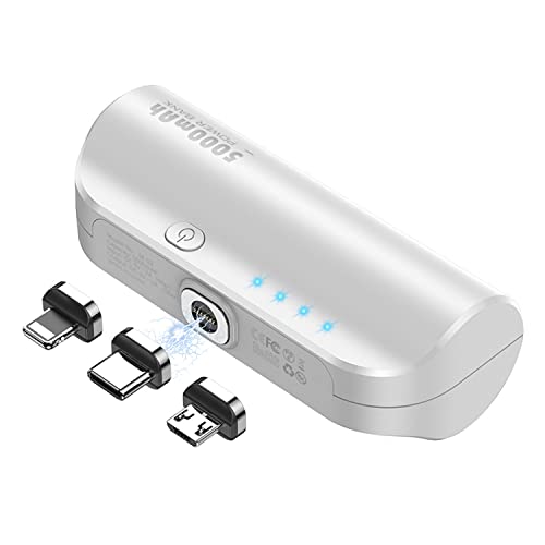 LUCKYDUO Tragbare Powerbank 5000mAh,3 IN 1 Mini Externer Akku Kabellose Power Bank,Schnelles Aufladen für iPhone/Type-c/Micro USB-A,Kompaktes Kleines Tragbares Ladegerät Kompatible iPhone,Samsung von LUCKYDUO