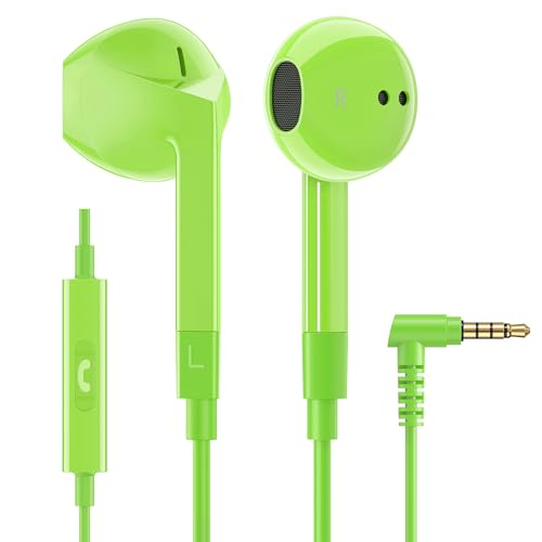 LUDOS FEROX Kopfhörer In Ear Kopfhörer mit Kabel und Mikrofon, 5 Jahre Garantie, In Ear Ohrhörer, 3,5 mm Klinkenstecker Earbuds, Satte Bässe Earphones, Headphones für iPhone, iPad, Samsung - Grün von LUDOS