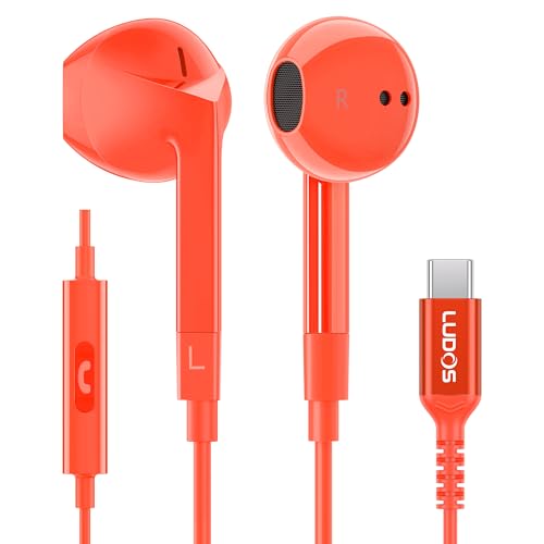 LUDOS FEROX Kopfhörer In Ear Kopfhörer mit Kabel und Mikrofon, 5 Jahre Garantie, In Ear Ohrhörer, 3,5 mm Klinkenstecker Earbuds, Satte Bässe Earphones, Headphones für iPad, Huawei, Samsung - Koralle von LUDOS