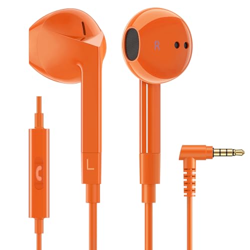 LUDOS FEROX Kopfhörer In Ear Kopfhörer mit Kabel und Mikrofon, 5 Jahre Garantie, In Ear Ohrhörer, 3,5 mm Klinkenstecker Earbuds, Satte Bässe Earphones, Headphones für iPhone, iPad, Samsung - Orange von LUDOS