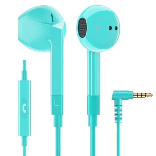LUDOS FEROX Kopfhörer In Ear Kopfhörer mit Kabel und Mikrofon, 5 Jahre Garantie, In Ear Ohrhörer, 3,5 mm Klinkenstecker Earbuds, Satte Bässe Earphones, Headphones für iPhone, iPad, Samsung - Türkis von LUDOS