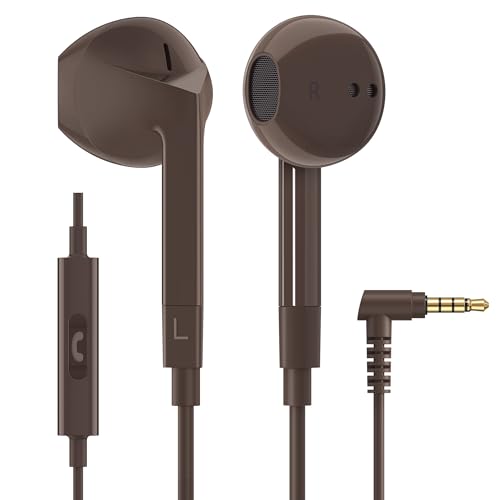 LUDOS FEROX Kopfhörer In Ear Kopfhörer mit Kabel und Mikrofon, 5 Jahre Garantie, In Ear Ohrhörer, 3,5 mm Klinkenstecker Earbuds, Satte Bässe Earphones, Headphones für iPhone, iPad, Samsung - Braun von LUDOS