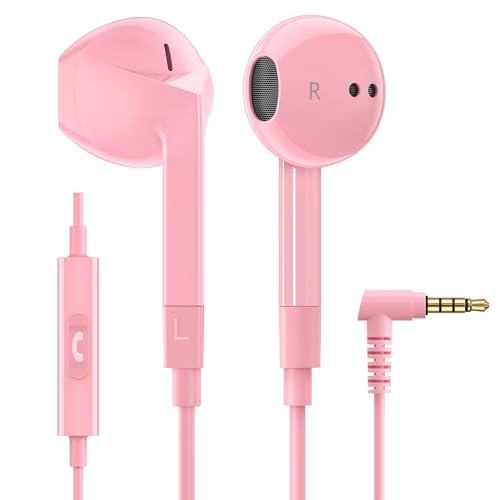 LUDOS FEROX Kopfhörer In Ear Kopfhörer mit Kabel und Mikrofon, 5 Jahre Garantie, In Ear Ohrhörer, 3,5 mm Klinkenstecker Earbuds, Satte Bässe Earphones, Headphones für iPhone, iPad, Samsung - Rosa von LUDOS
