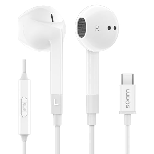 LUDOS FEROX USB C Kopfhörer, 5 Jahre Garantie für iPhone 15 Pro Max Plus Samsung Galaxy S23 Ultra S22 S21 FE S20 A53 A54, USB Typ C Ohrhörer mit Mikrofon In-Ear mit Kabel für iPad Pro 2022 iPad Air von LUDOS