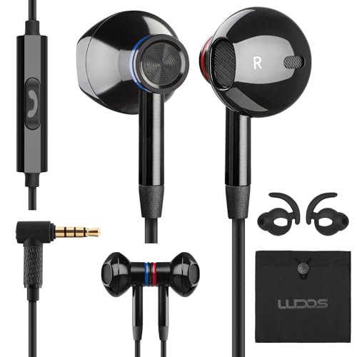 LUDOS NOVA Kopfhörer In Ear Kopfhörer mit Kabel und Mikrofon, 5 Jahre Garantie, 3.5mm Klinkenstecker, In-Ear Ohrhörer Headset mit Fernbedienung, Headphones für Handy, iPhone, iPad, Samsung, Huawei von LUDOS