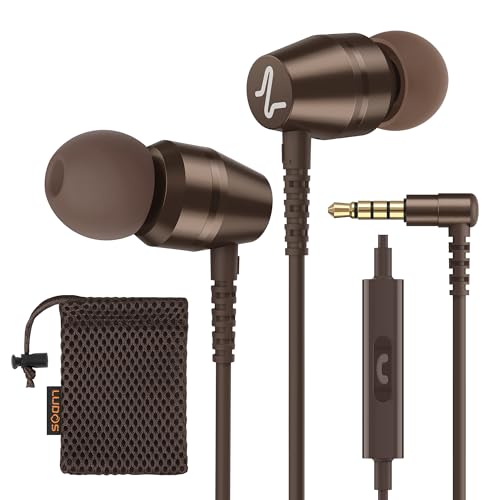 LUDOS OMNITONE Kopfhörer In Ear Kopfhörer mit Kabel und Mikrofon, 5 Jahre Garantie, In Ear Ohrhörer, 3,5 mm Klinkenstecker Earbuds, Satte Bässe Earphones, Headphones für iPhone, iPad - Braun von LUDOS