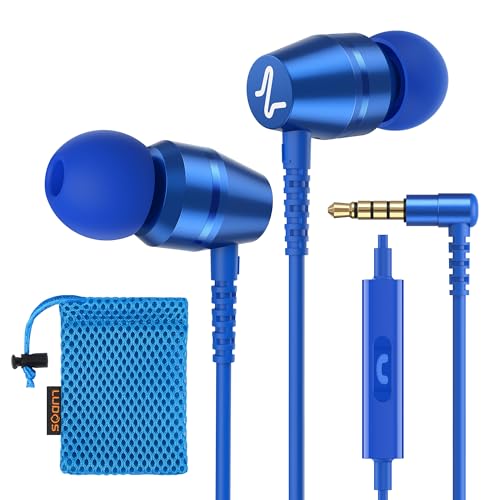 LUDOS OMNITONE Kopfhörer In Ear Kopfhörer mit Kabel und Mikrofon, 5 Jahre Garantie, In Ear Ohrhörer, 3,5 mm Klinkenstecker Earbuds, Satte Bässe Earphones, Headphones für iPhone, iPad, Samsung - Blau von LUDOS