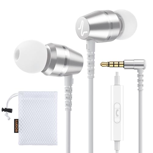 LUDOS OMNITONE Kopfhörer In Ear Kopfhörer mit Kabel und Mikrofon, 5 Jahre Garantie, In Ear Ohrhörer, 3,5 mm Klinkenstecker Earbuds, Satte Bässe Earphones, Headphones für iPhone, iPad, Samsung - Weiß von LUDOS