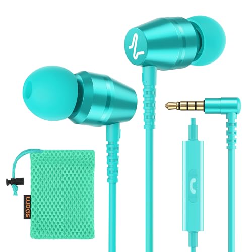 LUDOS OMNITONE Kopfhörer In Ear Kopfhörer mit Kabel und Mikrofon, 5 Jahre Garantie, In Ear Ohrhörer, 3,5 mm Klinkenstecker Earbuds, Satte Bässe Earphones, Headphones für iPhone, iPad - Türkis von LUDOS