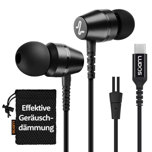 LUDOS OMNITONE USB C Kopfhörer, 5 Jahre Garantie für iPhone 16 15 Pro Max Plus Samsung Galaxy S24 S23 Ultra S22 S21 FE S20 A53 A54, USB Typ C Ohrhörer mit Mikrofon In-Ear mit Kabel für iPad Pro 2022 von LUDOS