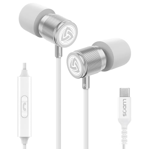 LUDOS Ultra USB C Kopfhörer, 5 Jahre Garantie für iPhone 16 15 Pro Max Plus Samsung Galaxy S24 S23 Ultra S22 S21 FE S20 A53 A54, USB Typ C Ohrhörer mit Mikrofon In-Ear mit Kabel für iPad Pro 2022 von LUDOS