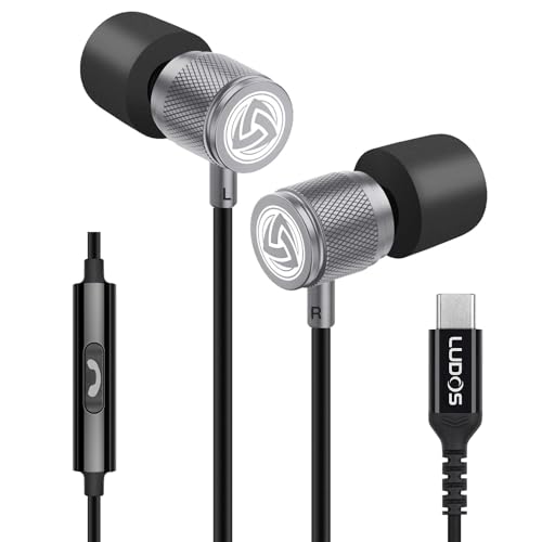 LUDOS Ultra USB C Kopfhörer, 5 Jahre Garantie für iPhone 16 15 Pro Max Plus Samsung Galaxy S24 S23 Ultra S22 S21 FE S20 A53 A54, USB Typ C Ohrhörer mit Mikrofon In-Ear mit Kabel für iPad Pro 2022 von LUDOS