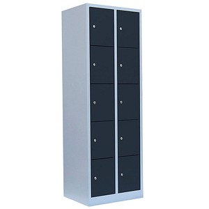 LÜLLMANN Schließfachschrank anthrazit, lichtgrau 520528, 10 Schließfächer 60,0 x 50,0 x 180,0 cm von LÜLLMANN