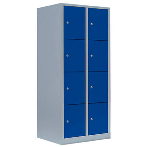 LÜLLMANN Schließfachschrank enzianblau, lichtgrau 523421, 8 Schließfächer 80,0 x 50,0 x 180,0 cm von LÜLLMANN