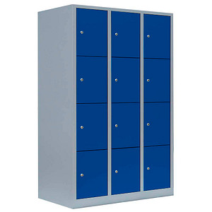 LÜLLMANN Schließfachschrank enzianblau, lichtgrau 523431, 12 Schließfächer 118,5 x 50,0 x 180,0 cm von LÜLLMANN