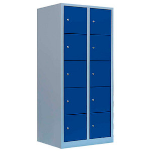 LÜLLMANN Schließfachschrank enzianblau, lichtgrau 523921, 10 Schließfächer 80,0 x 50,0 x 190,0 cm von LÜLLMANN