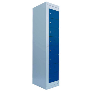 LÜLLMANN Schließfachschrank enzianblau, lichtgrau 526081, 8 Schließfächer 40,0 x 50,0 x 180,0 cm von LÜLLMANN