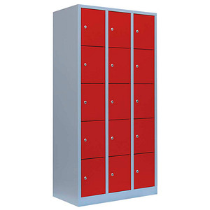 LÜLLMANN Schließfachschrank feuerrot, lichtgrau 520534, 15 Schließfächer 88,5 x 50,0 x 180,0 cm LÜLLMANN Schließfachschrank feuerrot, lichtgrau 520534, 15 Schließfächer 88,5 x 50,0 x 180,0 cm von LÜLLMANN